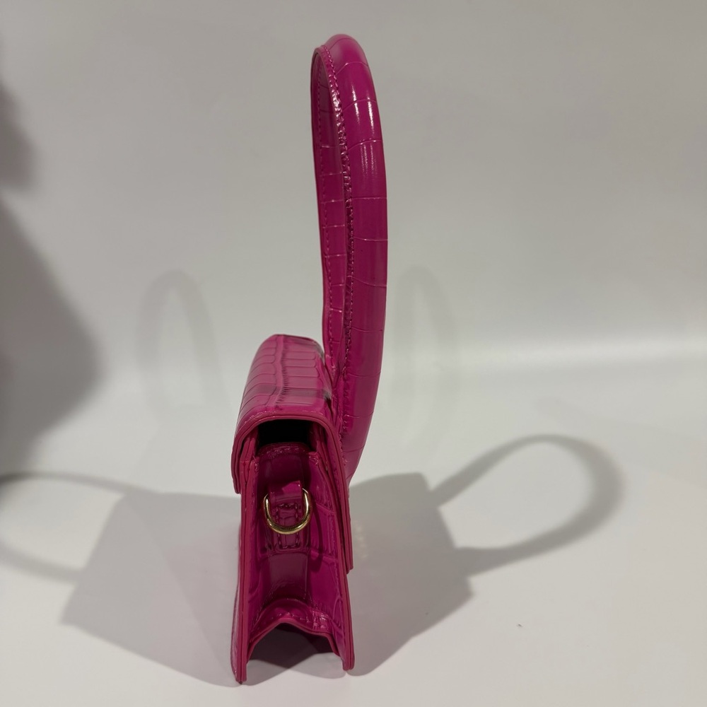 Jacquemus Fuschia Dragonfruit Pink Croc Leather Chiquito Crossbody Handbag Purse - Picture 5 of 10